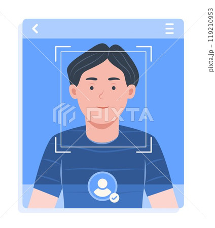 Man Face Scanning for Biometric Scanning Concept Illustration 119210953