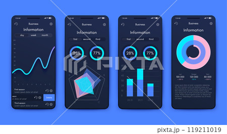 Vector graphics infographics with mobile phone. Template for creating mobile applications, workflow layout, diagram, banner, web design, business reports 119211019