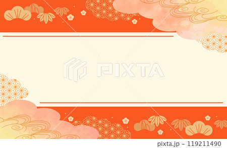 和風フレーム 正月タイトル背景 和風フレーム 正月タイトル背景 119211490