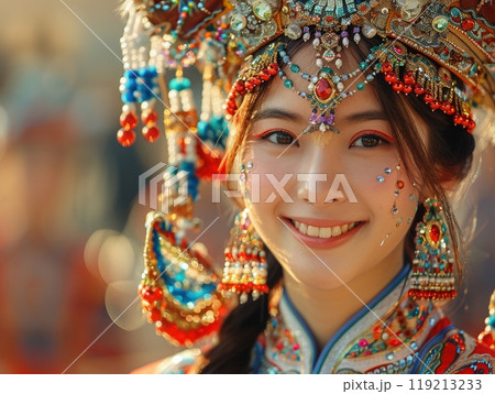 A cultural performance during Lunar New Year...のイラスト素材 [119213233] - PIXTA