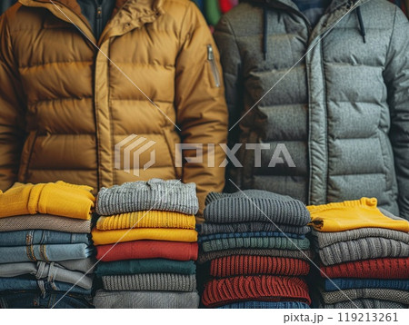 Volunteers organizing a clothing drive for those in need. Volunteers organizing a clothing drive for those in need. 119213261