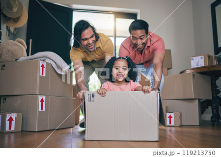 Happy, family fun and box moving with child and gay parents in new home with cardboard package. Dad smile, kid and lgbt people together with youth game and property love in a house helping father Happy, family fun and box moving with child and gay parents in new home with cardboard package. Dad smile, kid and lgbt people together with youth game and property love in a house helping father 119213750