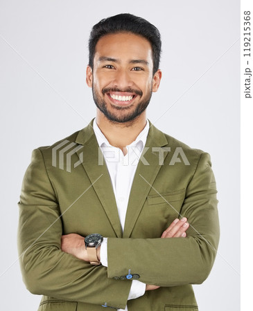 Business man, arms crossed and work portrait with career confidence and smile in studio. Happy, expert and male professional with corporate job pride and employee with white background and a worker Business man, arms crossed and work portrait with career confidence and smile in studio. Happy, expert and male professional with corporate job pride and employee with white background and a worker 119215368