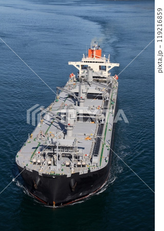 来島海峡大橋に向かってくる巨大貨物船 119216859