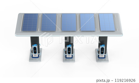 Group of ev charging stations or electric vehicle recharging stations Group of ev charging stations or electric vehicle recharging stations 119216926