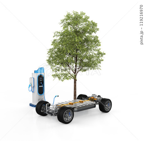 Ev car or electric vehicle plug in with recharging station for green energy with zero emission 119216970