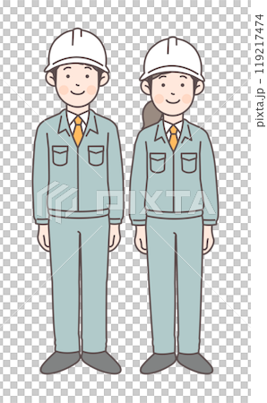 笑顔の建設作業員の全身イラスト 笑顔の建設作業員の全身イラスト 119217474