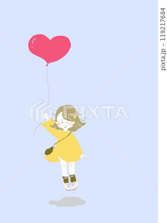 大きなハートの風船を持った女の子のイラスト 大きなハートの風船を持った女の子のイラスト 119217684