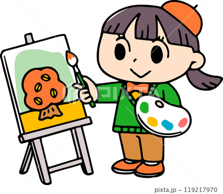 絵を描く女の子 絵を描く女の子 119217970