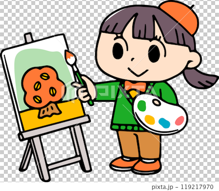 絵を描く女の子 絵を描く女の子 119217970