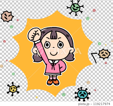ウイルスを撃退する女の子 119217974