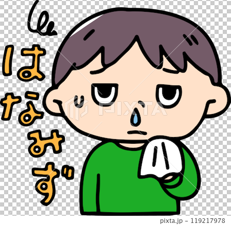 鼻水が出る男の子 119217978