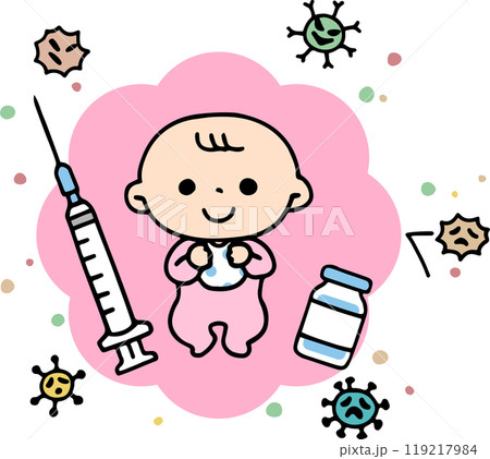 ワクチンで免疫をつけた赤ちゃん 119217984