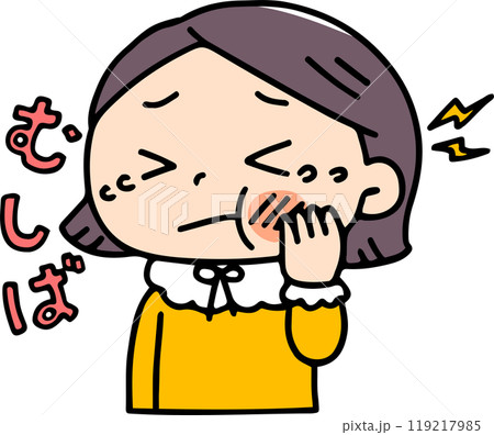 虫歯が痛い女の子 119217985