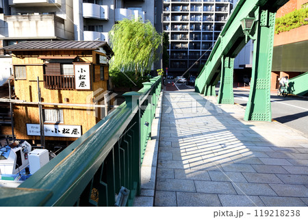 神田川柳橋歩道に映る手すりの影 119218238