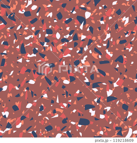 Geometric terrazzo seamless pattern. Abstract colourful modern background. Stone fashion design for web and print. Venetian tile, flooring home decor. Chaotic pastel texture. Geometric terrazzo seamless pattern. Abstract colourful modern background. Stone fashion design for web and print. Venetian tile, flooring home decor. Chaotic pastel texture. 119218609