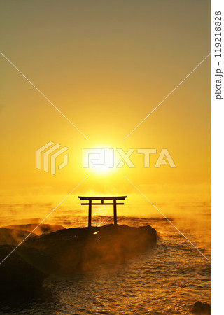 茨城県　大洗磯前神社からの初日の出 119218828