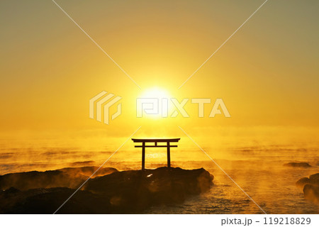 茨城県　大洗磯前神社からの初日の出 119218829