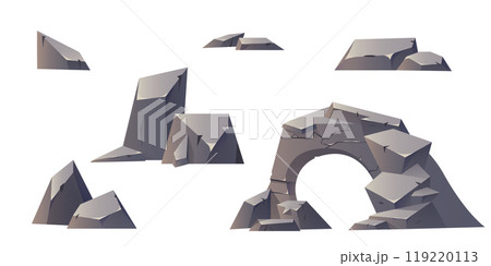 Rocky stones set isolated on white background Rocky stones set isolated on white background 119220113