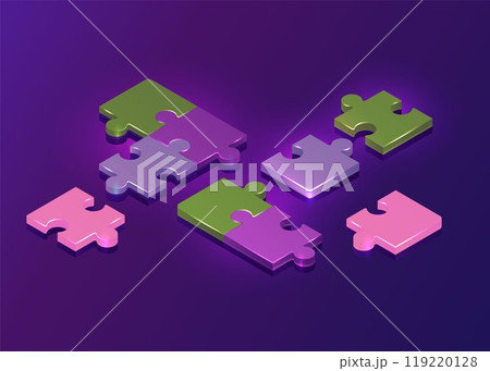 3d isometric puzzle pieces background. Jigsaw game 3d isometric puzzle pieces background. Jigsaw game 119220128