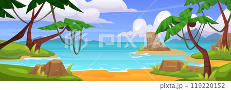 Sandy beach on summer island in sea 119220152