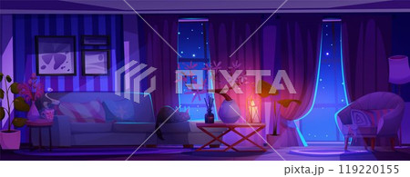 Living room interior at night Living room interior at night 119220155