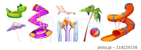 Waterpark slide and equipment for summer relax. Waterpark slide and equipment for summer relax. 119220156