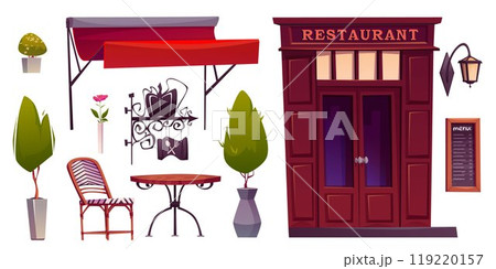 Restaurant outside elements set Restaurant outside elements set 119220157