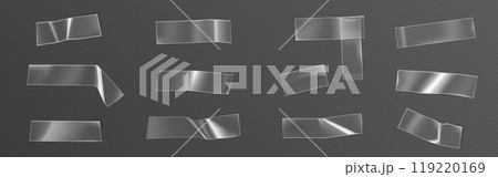 Transparent adhesive plastic cut tape patch. 119220169