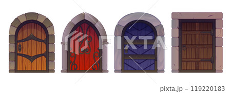 Medieval wooden doors set Medieval wooden doors set 119220183