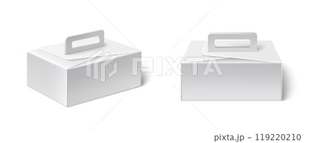 White handle paper lunch or gift box mockup vector White handle paper lunch or gift box mockup vector 119220210
