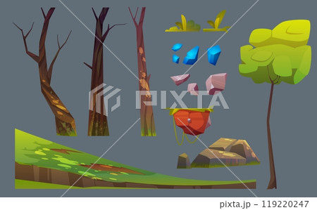 Forest landscape design elements set 119220247