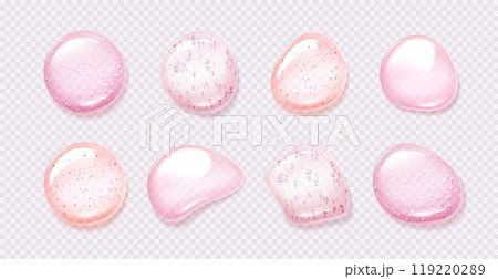 Pink gel drops set on transparent background 119220289