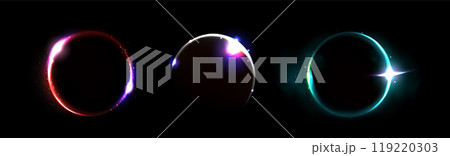 Solar eclipse neon light effect. 119220303