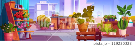 Rooftop garden on cityscape background Rooftop garden on cityscape background 119220328