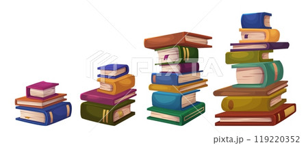 Book stack and single, closed and open 119220352