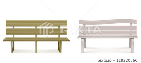 Wooden bench for park or backyard decoration. Wooden bench for park or backyard decoration. 119220360
