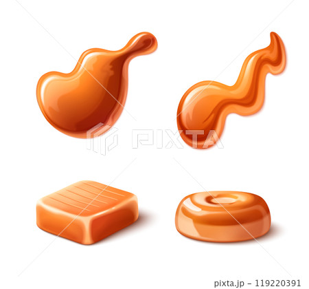 Caramel syrup swirl, liquid toffee cream drop flow Caramel syrup swirl, liquid toffee cream drop flow 119220391