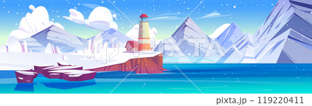 Winter landscape with lighthouse 119220411