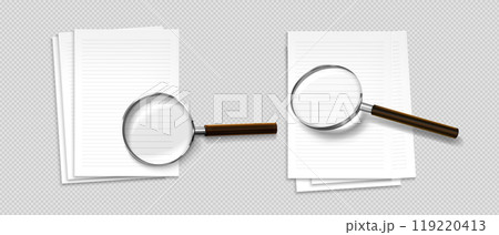 3d magnify glass search in document paper vector 3d magnify glass search in document paper vector 119220413