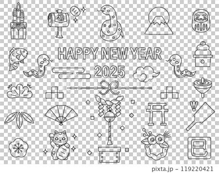 一套2025年蛇年新年插畫,可用於賀年片等。 一套2025年蛇年新年插畫,可用於賀年片等。 119220421