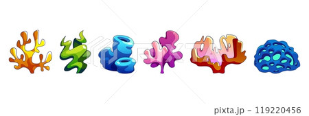 Color set of coral reefs isolated on background Color set of coral reefs isolated on background 119220456