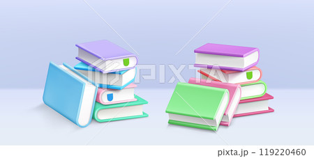 Paper books in stack. Realistic 3d vector 119220460