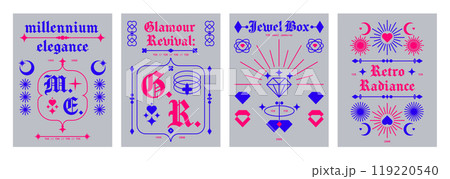 Nostalgic retro style banners set 119220540