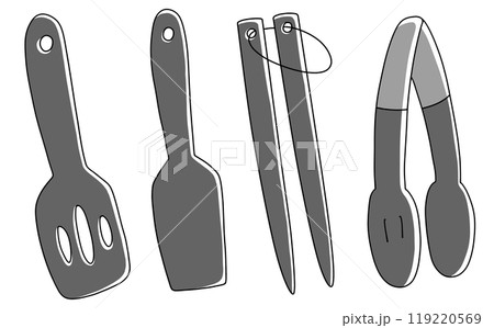 ゆるめシンプルなシリコンキッチンツールセット2 ベタ塗り ゆるめシンプルなシリコンキッチンツールセット2 ベタ塗り 119220569