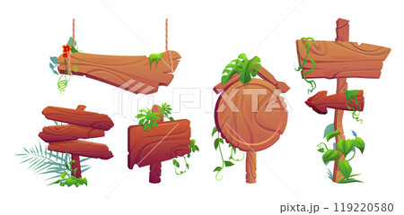 Forest wood sign board frame for game cartoon Forest wood sign board frame for game cartoon 119220580