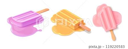 Melting ice cream set isolated on white background 119220583
