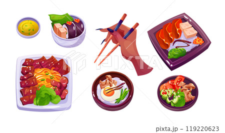 Traditional korean food cartoon collection. 119220623