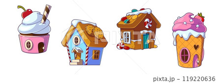 Cartoon candy land sweet house for fantasy game 119220636