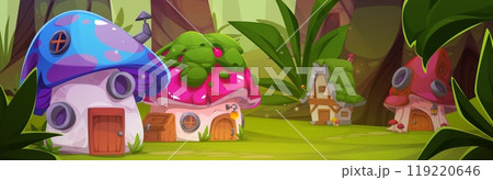 Fairytale village in forest with tiny houses 119220646